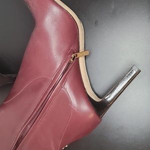 Jimmy Choo Burgundy Leather Freya Knee High Boots Size 37.5 BNNW